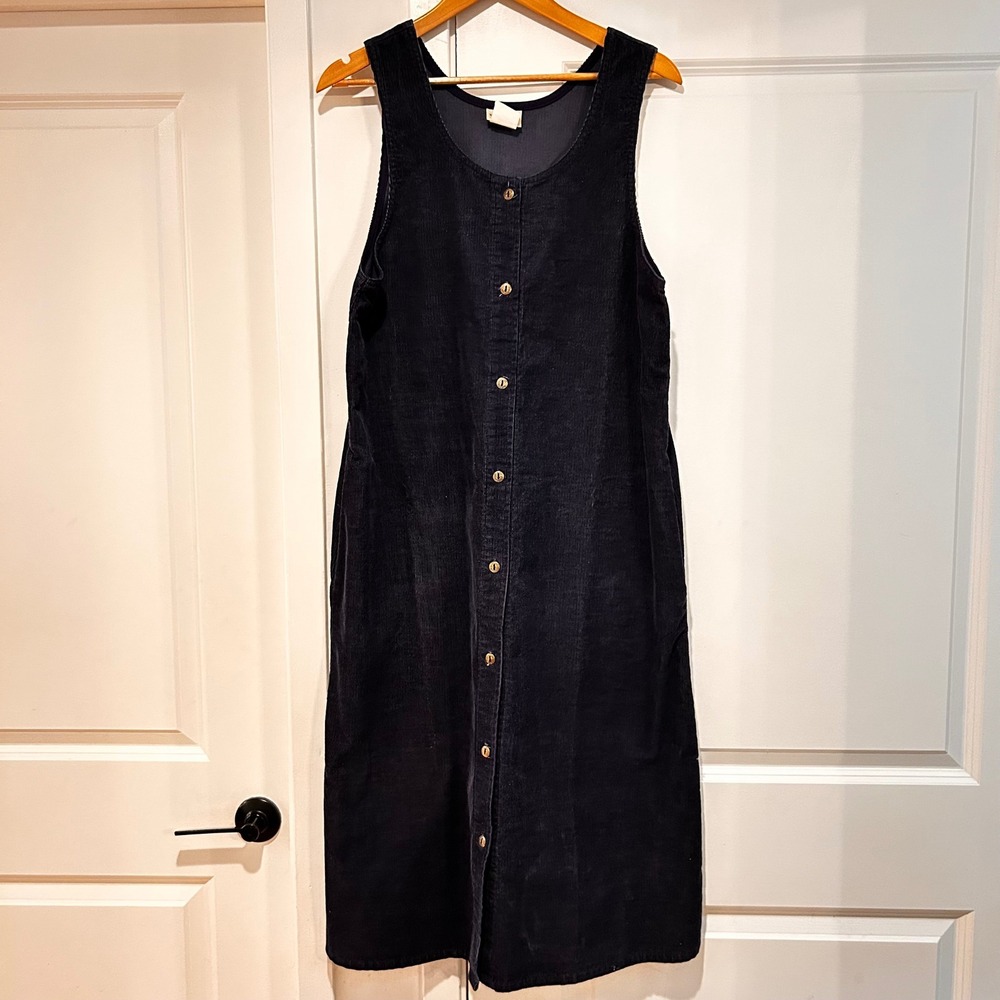 VTG Vermont Country Store Corduroy Jumper Dress Womens Small‎ 90s Western Modest